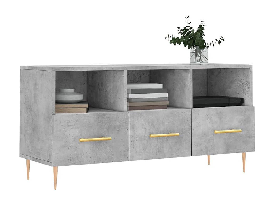 Bishopstown  Meuble TV gris béton 102x36x50 cm bois d'ingénierie