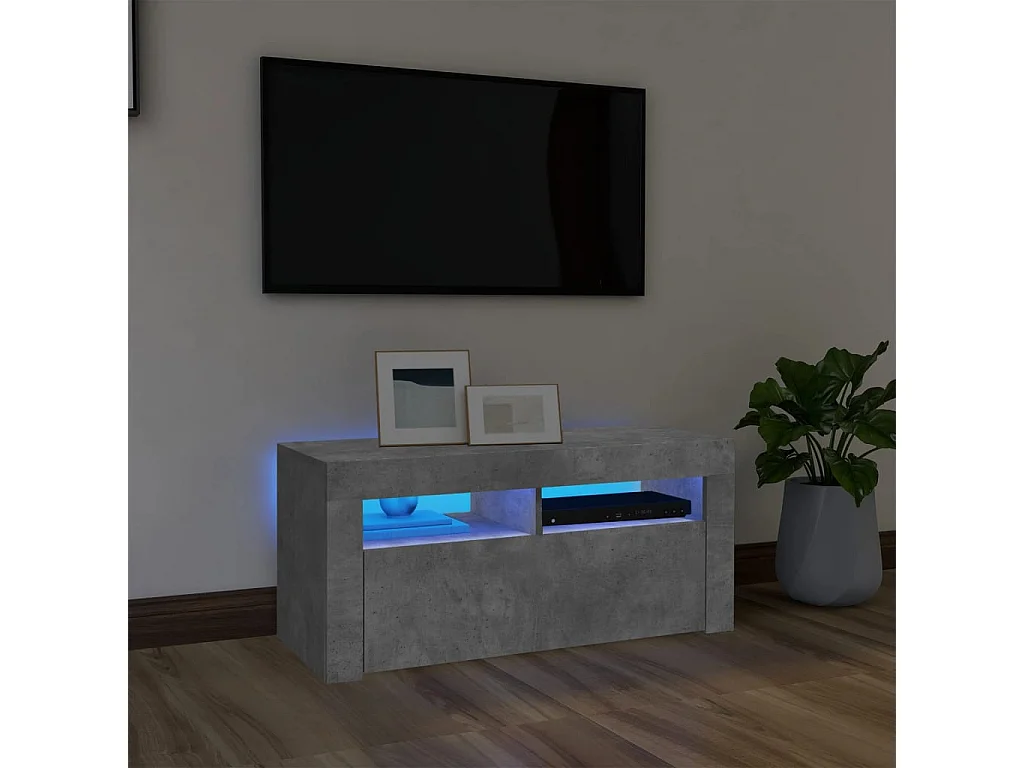 Kristineberg  Mueble de TV con luces LED gris hormigón 90x35x40 cm