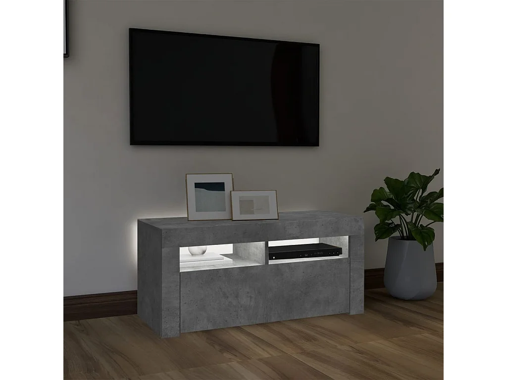 Kristineberg  Mueble de TV con luces LED gris hormigón 90x35x40 cm