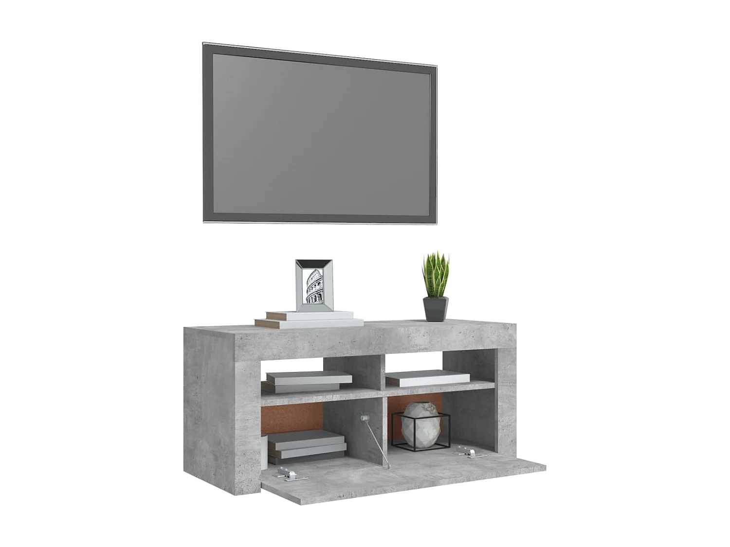 Kristineberg  Mueble de TV con luces LED gris hormigón 90x35x40 cm
