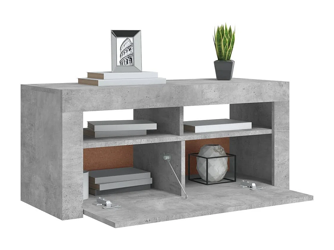 Kristineberg  Mueble de TV con luces LED gris hormigón 90x35x40 cm