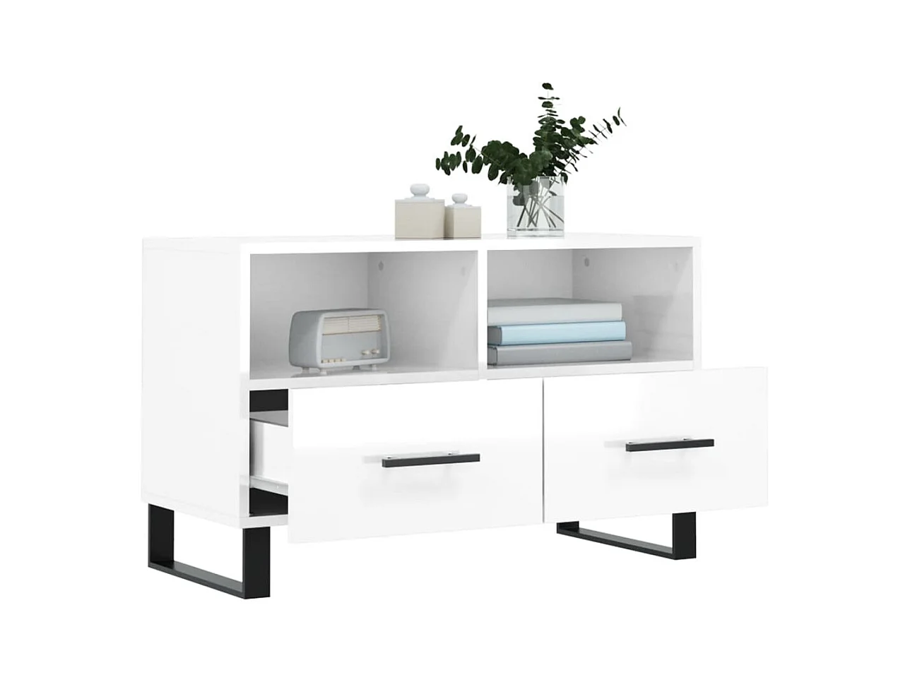 Sigil  Tv-meubel 80x36x50 cm bewerkt hout hoogglans wit