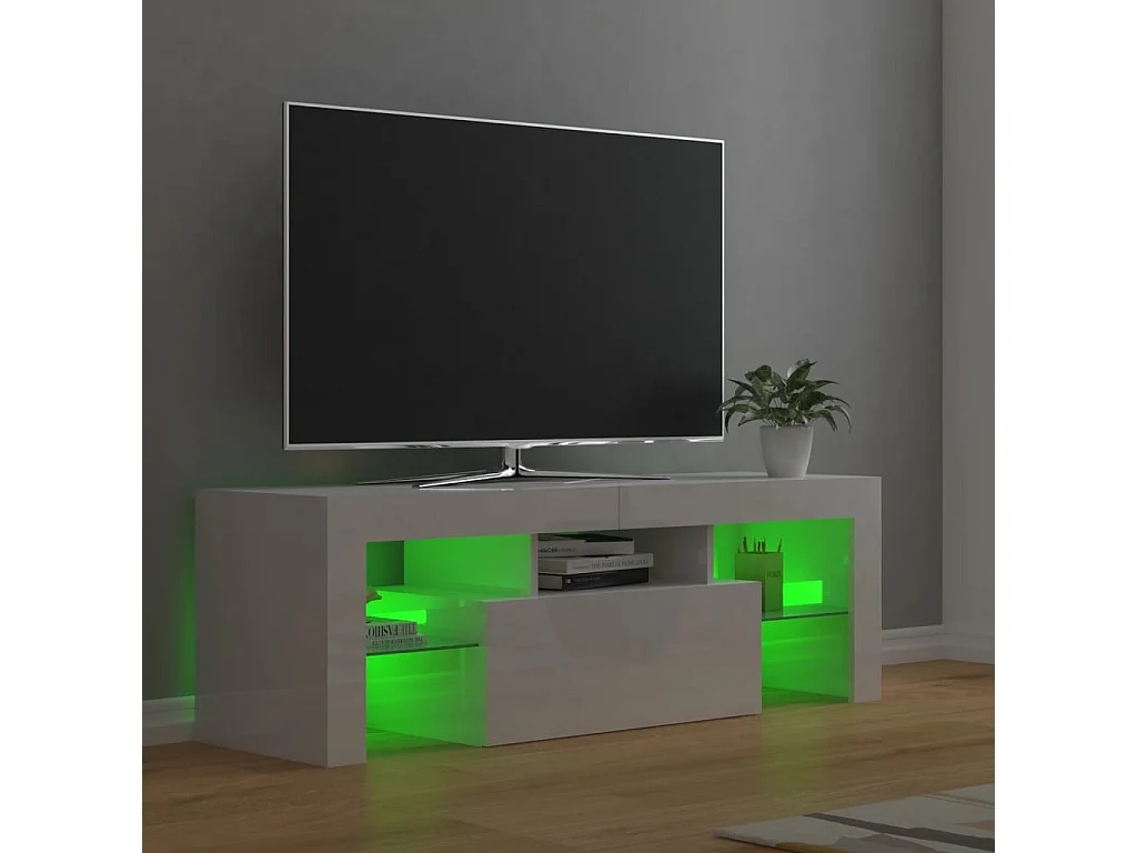 Aiden  Tv-meubel met LED-verlichting 120x35x40 cm hoogglans wit