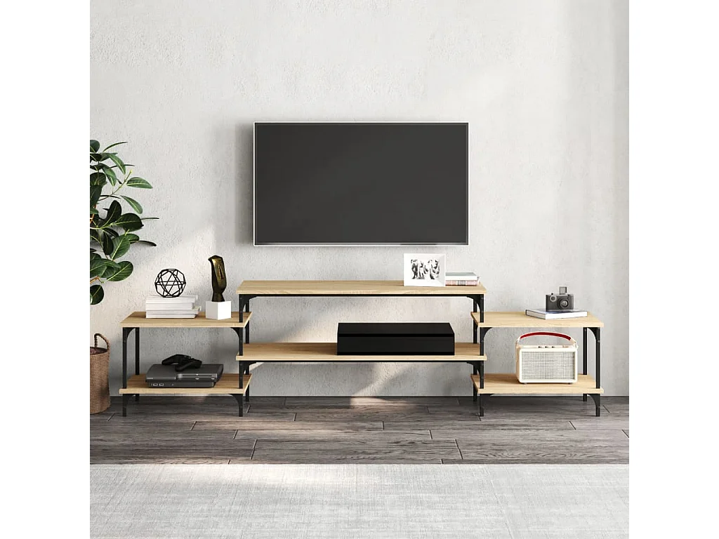 Rebecq  Mueble para TV madera contrachapada roble Sonoma 197x35x52 cm
