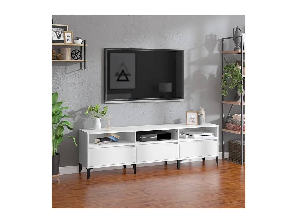 Simon-Pierre  Meuble TV blanc 150x30x44,5 cm bois d'ingénierie