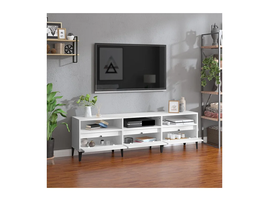 Simon-Pierre  Meuble TV blanc 150x30x44,5 cm bois d'ingénierie