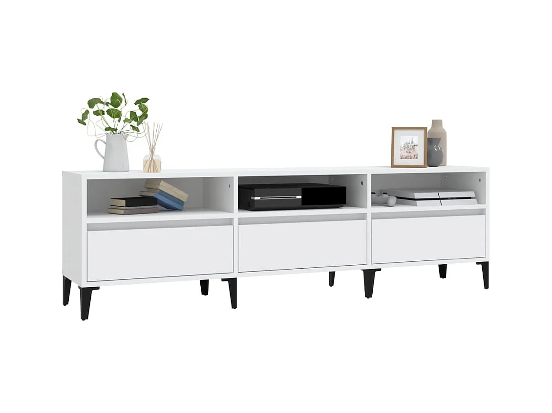 Simon-Pierre  Meuble TV blanc 150x30x44,5 cm bois d'ingénierie