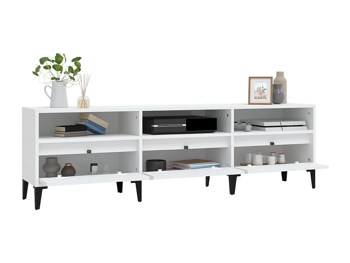 Simon-Pierre  Mueble de TV madera contrachapada blanco 150x30x44,5 cm