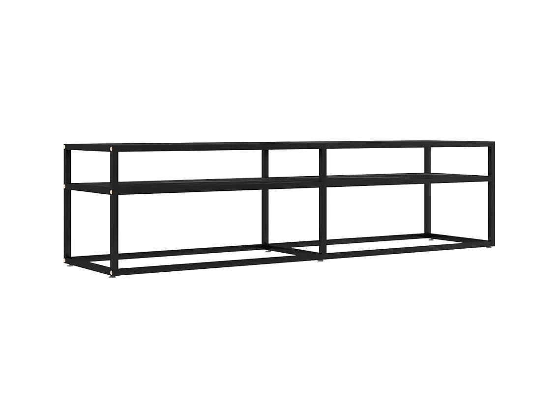 Ballypatrick  Meuble TV Marbre noir 160x40x40,5 cm Verre trempé