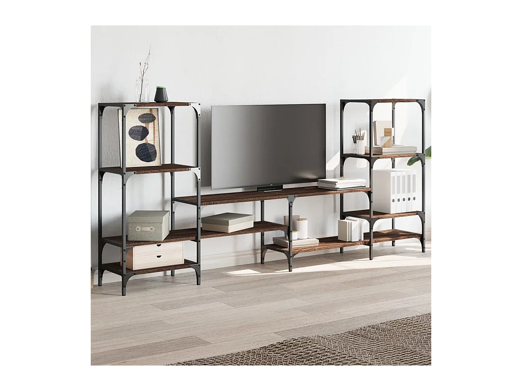 Cilyra  Meuble TV chêne marron 206,5x28,5x95 cm bois d'ingénierie