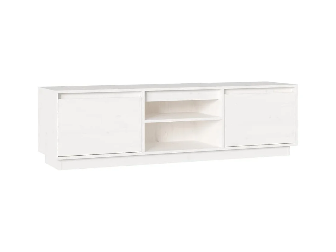 Gunes  Meuble TV Blanc 140x35x40 cm Bois de pin massif