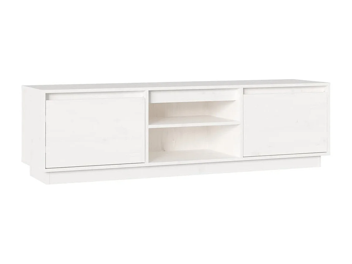 Gunes  Meuble TV Blanc 140x35x40 cm Bois de pin massif
