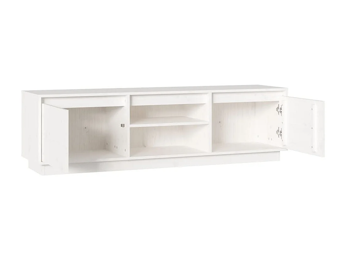 Gunes  Meuble TV Blanc 140x35x40 cm Bois de pin massif