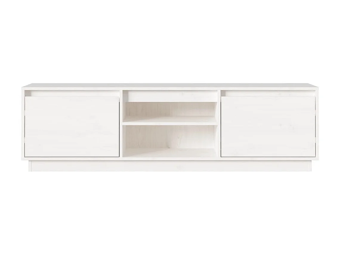 Gunes  Meuble TV Blanc 140x35x40 cm Bois de pin massif