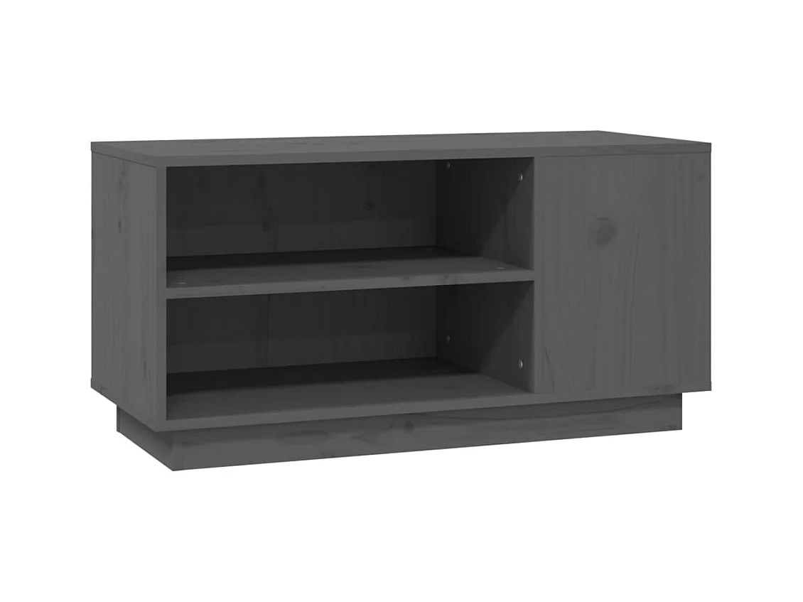 Harry Dean  Meuble TV Gris 80x35x40,5 cm Bois de pin massif