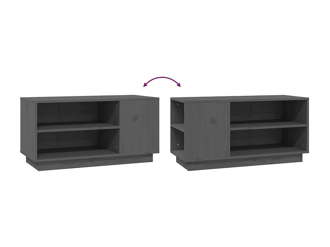 Harry Dean  Mueble de TV madera maciza de pino gris 80x35x40,5 cm