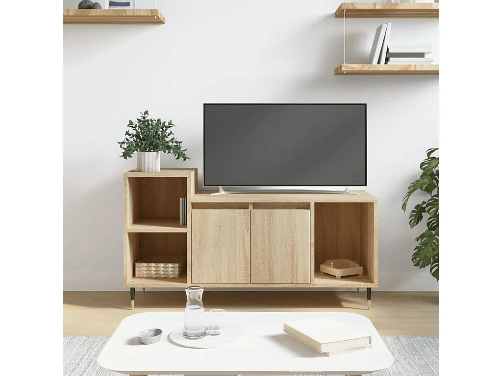 Nyrena  Meuble TV Chêne sonoma 100x35x55 cm Bois d'ingénierie