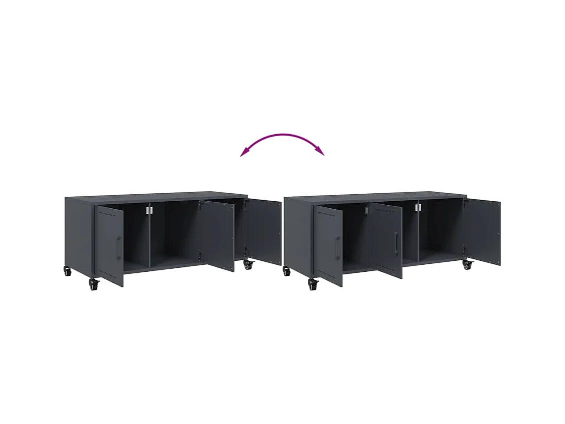 Tours  Meuble TV anthracite 100,5x39x43,5 cm acier