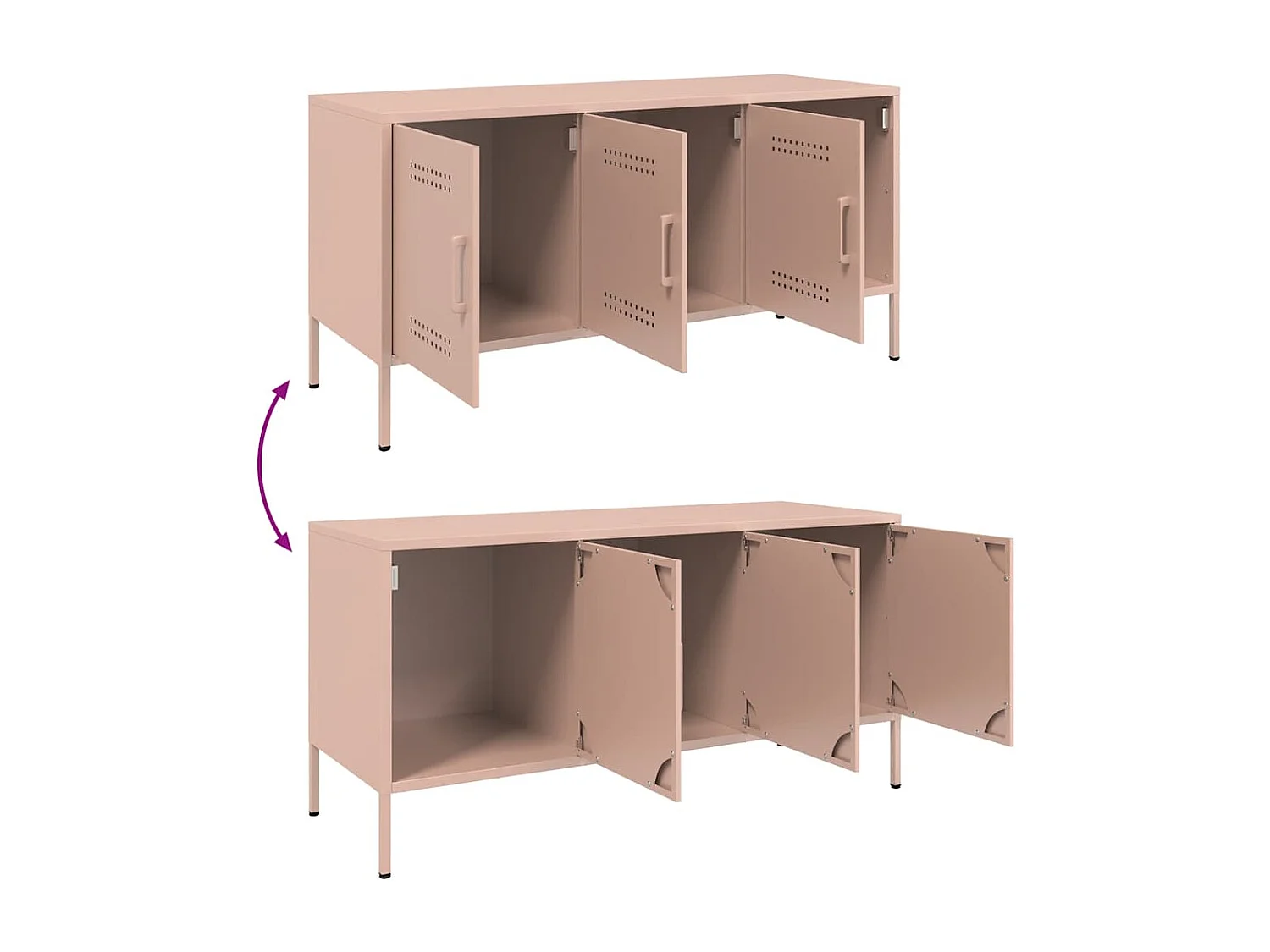 Yelda  Meuble TV rose 100,5x39x50,5 cm acier