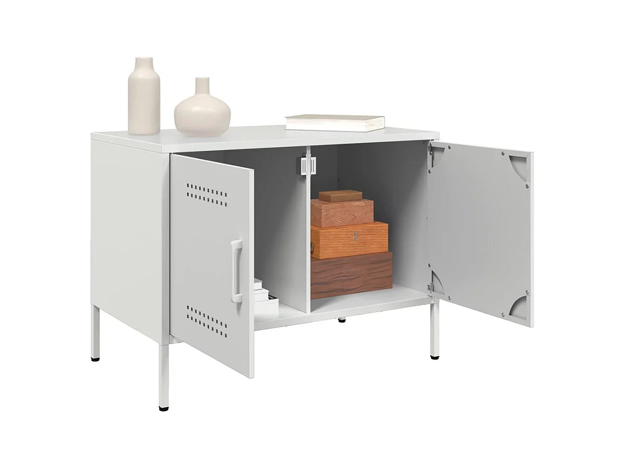 Raena  Meubles TV 2 pcs blanc 68x39x50,5 cm acier