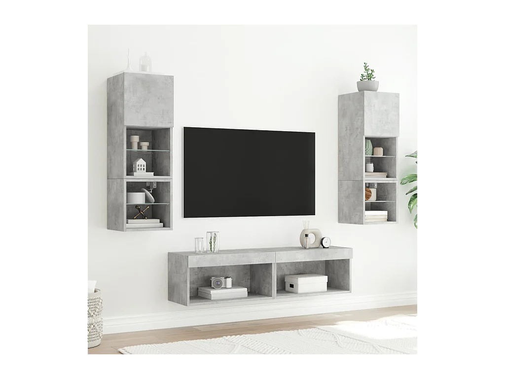 Mano  Meubles TV avec lumières LED 2 pcs gris béton 60x30x30 cm