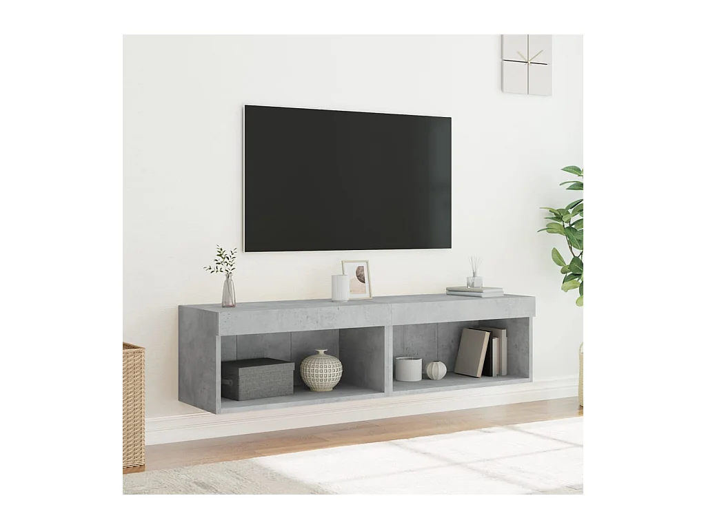 Mano  Meubles TV avec lumières LED 2 pcs gris béton 60x30x30 cm