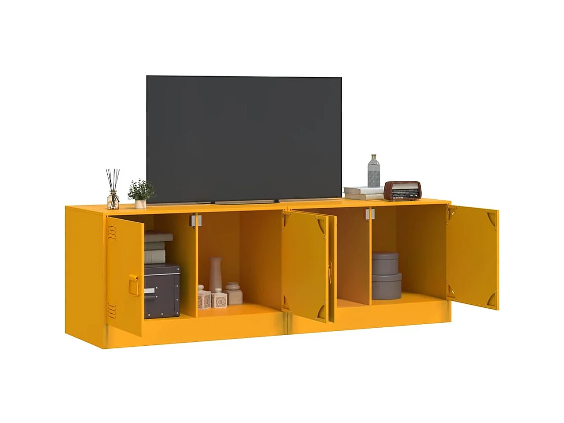 Castlerea  Meubles TV 2 pcs jaune moutarde 67x39x44 cm acier