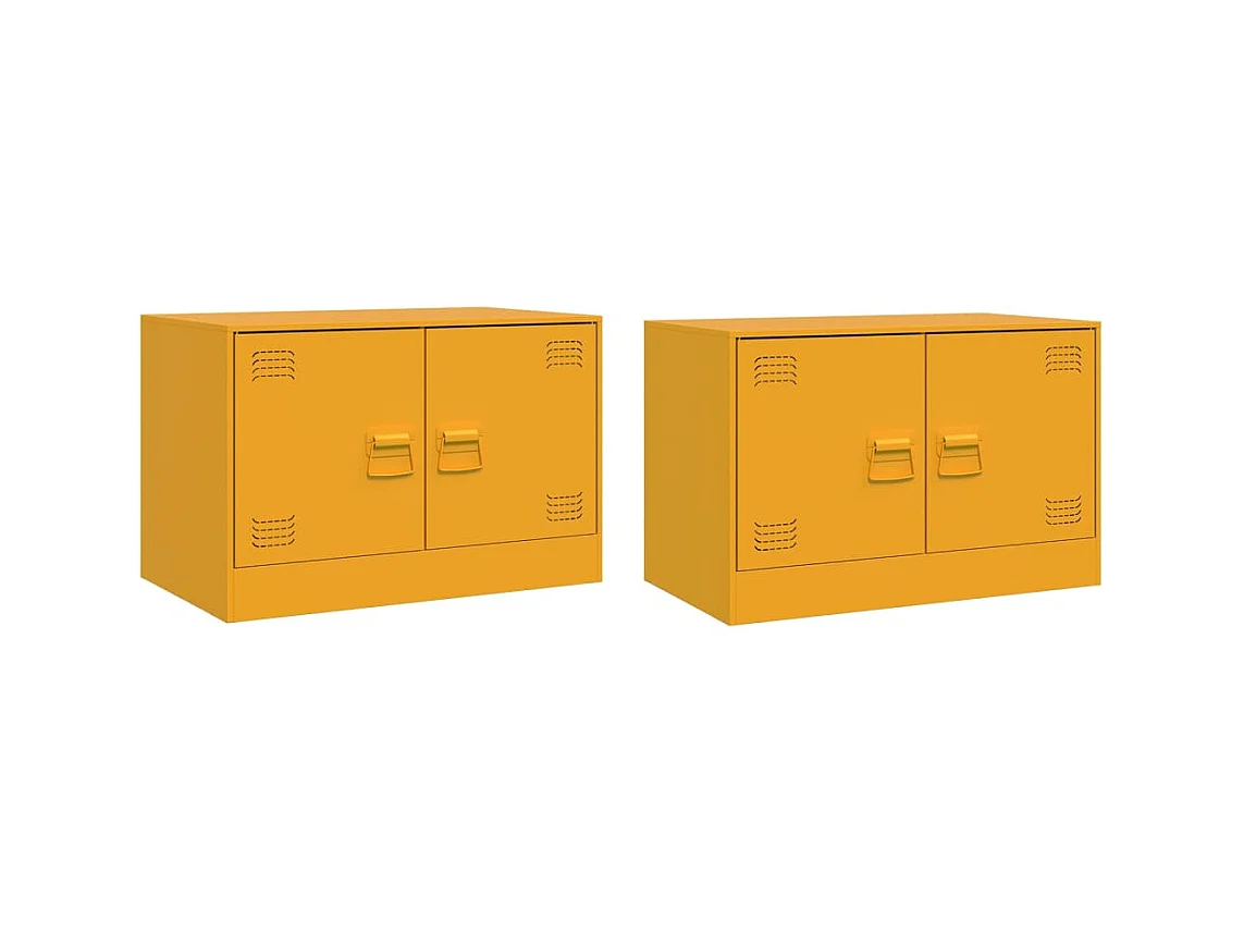 Castlerea  Tv-meubelen 2 st 67x39x44 cm staal mosterdgeel