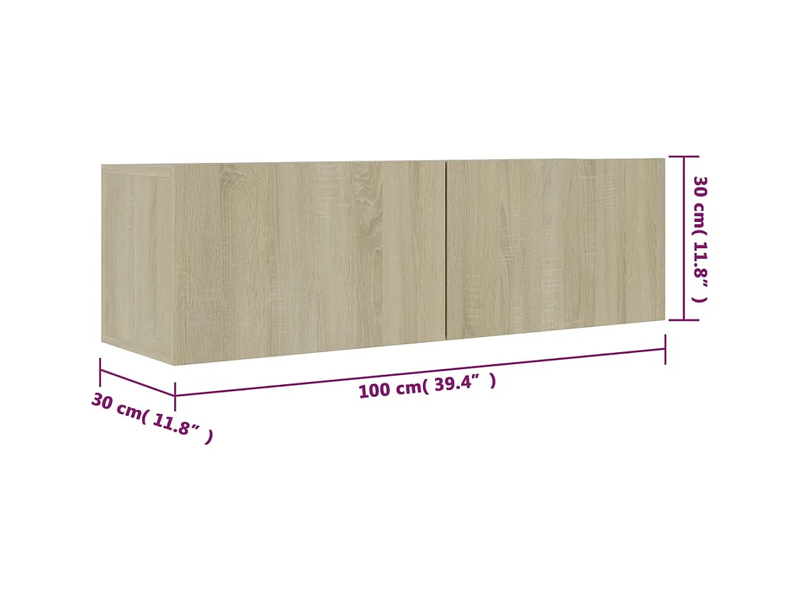 Mitchel  Meuble TV Chêne sonoma 100x30x30 cm Bois d’ingénierie