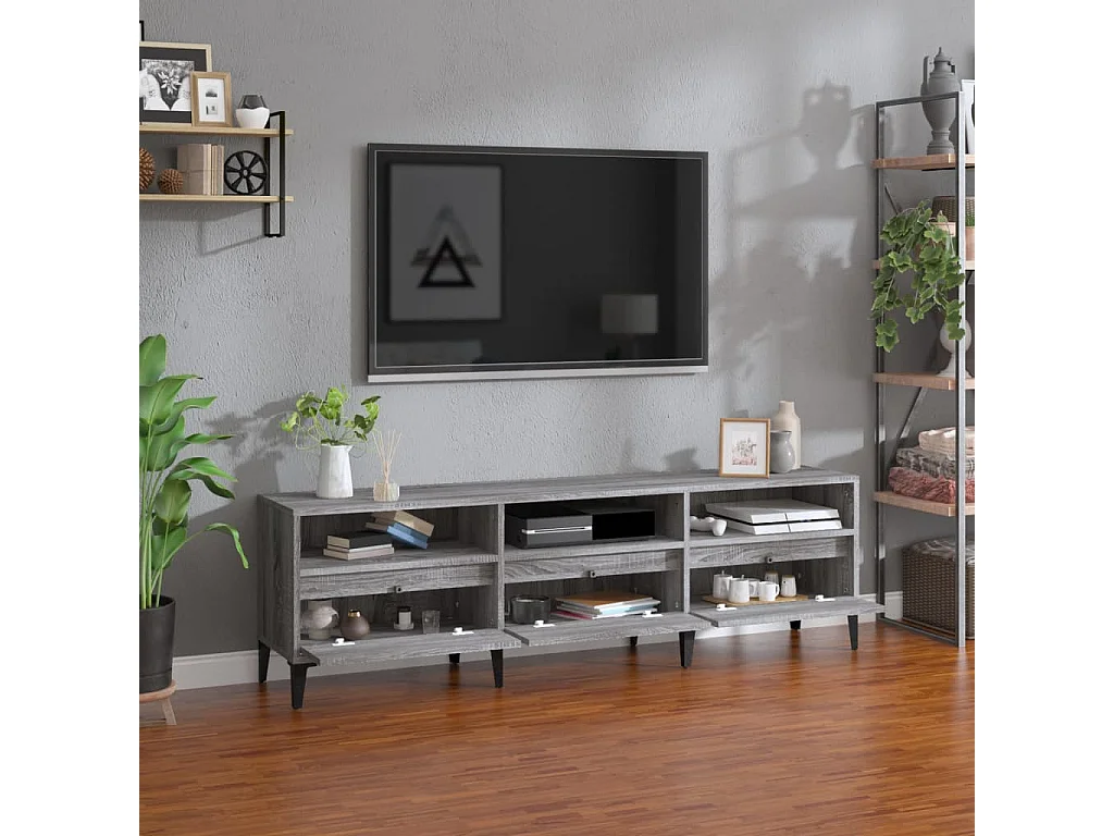 Simon-Pierre  Mueble para TV madera contrachapada gris Sonoma 150x30x44,5 cm