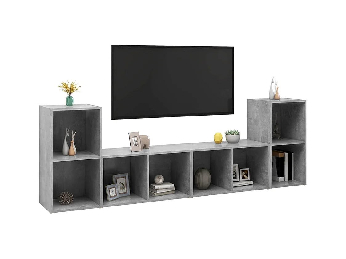 Blessington  Meubles TV 4 pcs Gris béton 72x35x36,5 cm Bois d'ingénierie