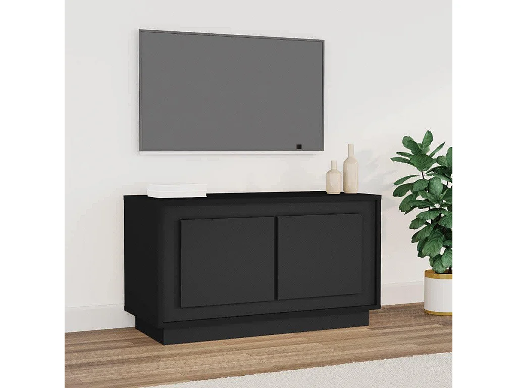 Elendra  Meuble TV noir 80x35x45 cm bois d'ingénierie