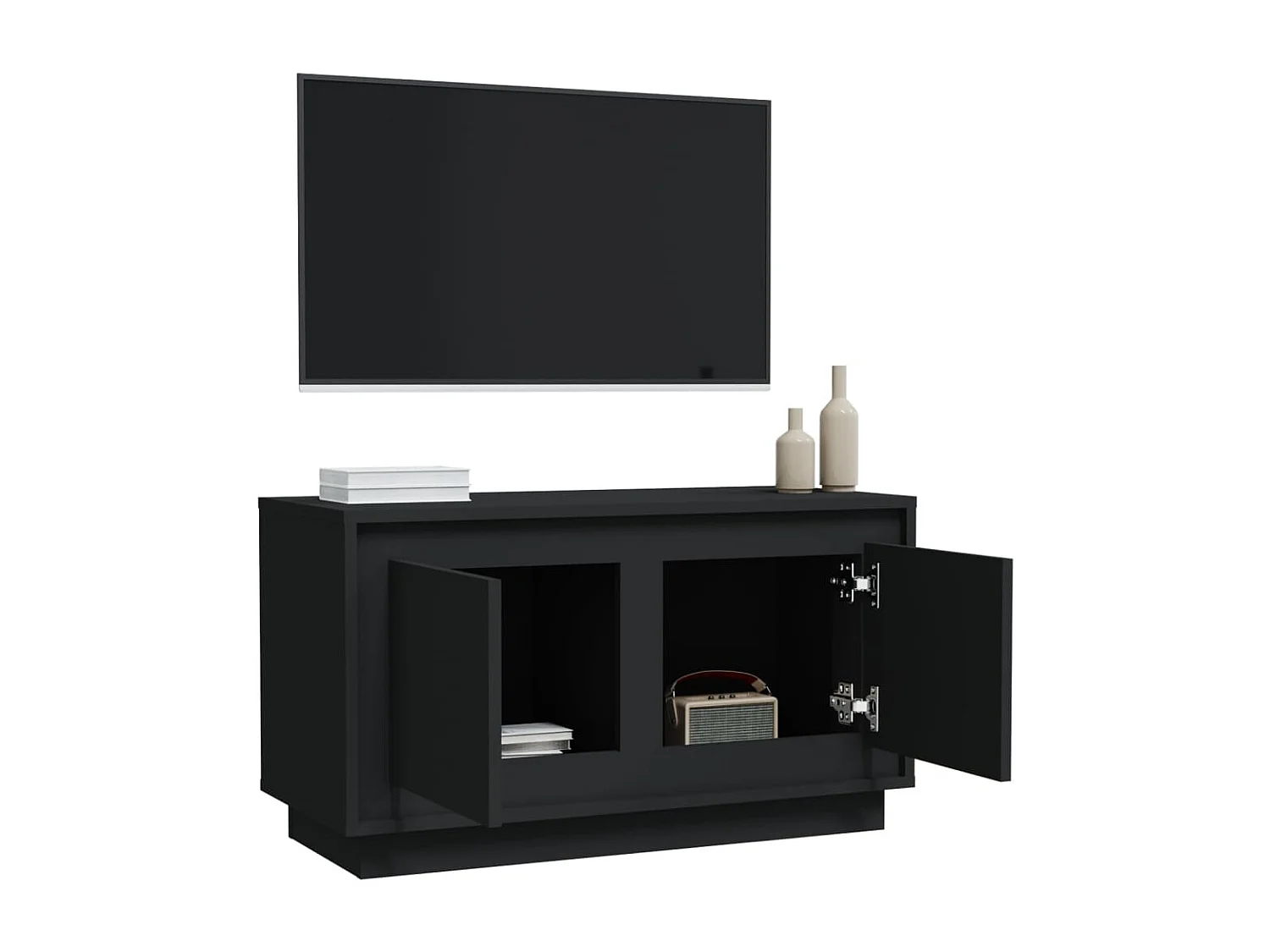 Elendra  Meuble TV noir 80x35x45 cm bois d'ingénierie
