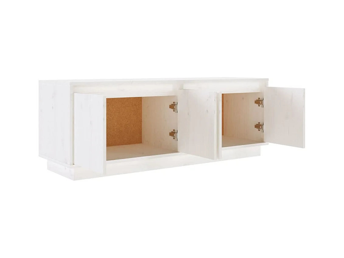 Paul-Maurice  Meuble TV Blanc 110x34x40 cm Bois de pin massif