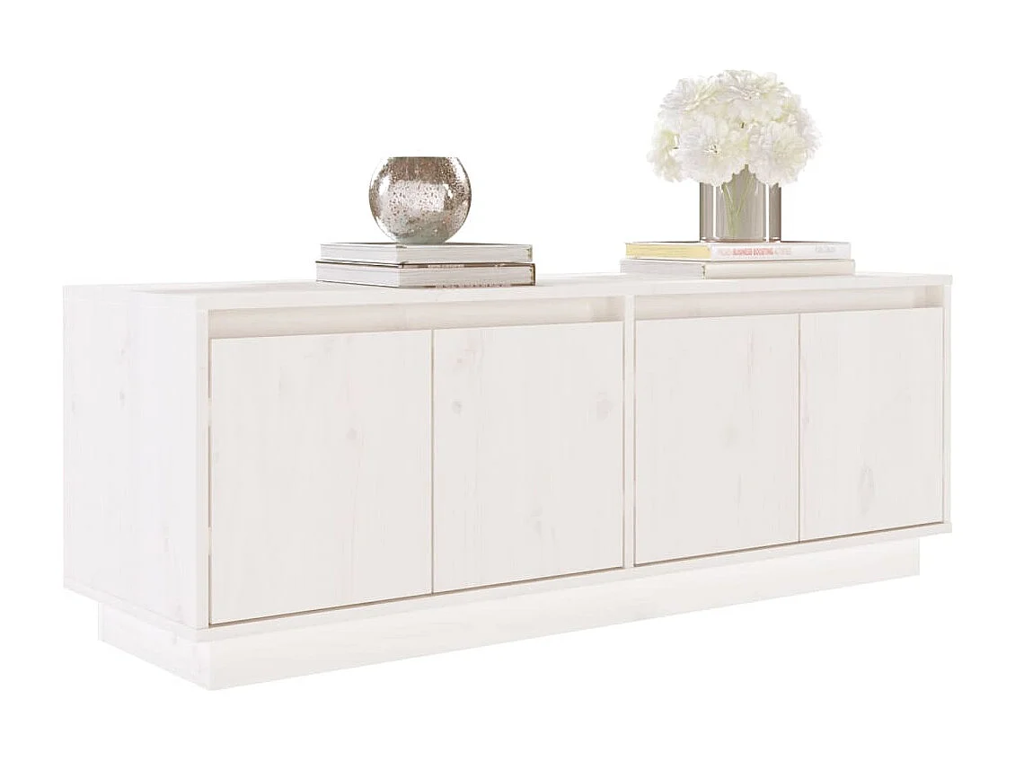 Paul-Maurice  Mueble de TV de madera maciza de pino blanco 110x34x40 cm