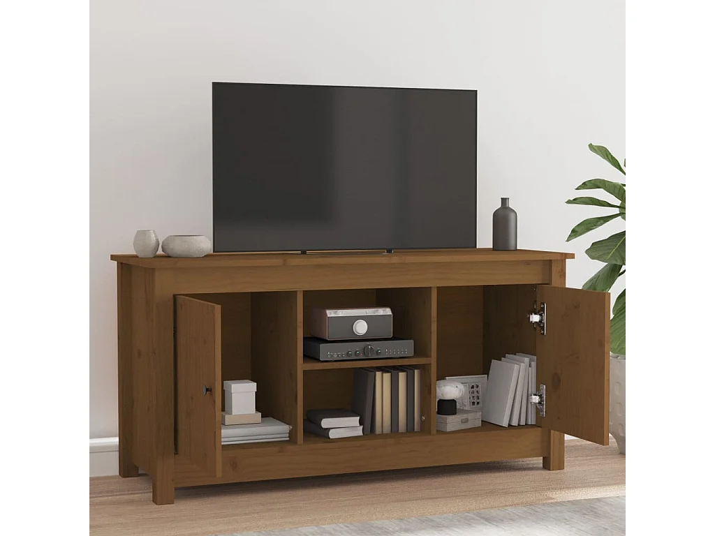 Mandy  Meuble TV Marron miel 103x36,5x52 cm Bois de pin massif