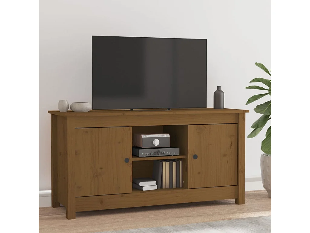 Mandy  Meuble TV Marron miel 103x36,5x52 cm Bois de pin massif