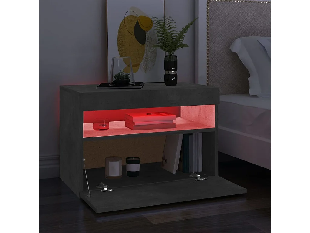 Ilion  Meuble TV avec lumières LED gris béton 60x35x40 cm