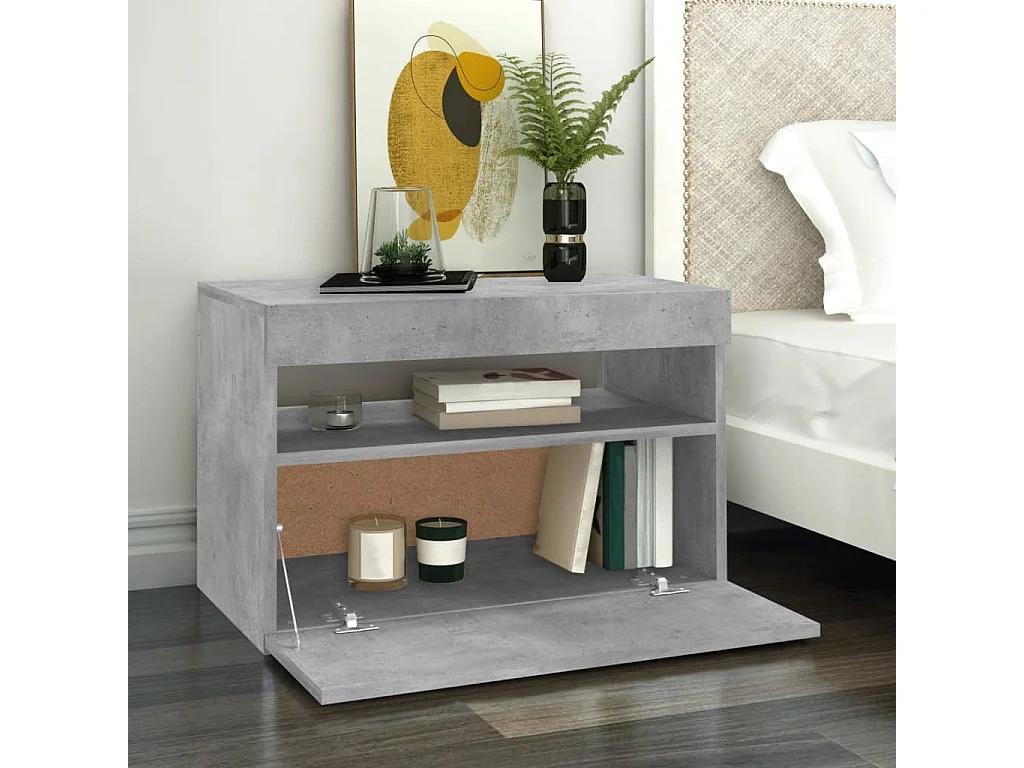 Ilion  Meuble TV avec lumières LED gris béton 60x35x40 cm