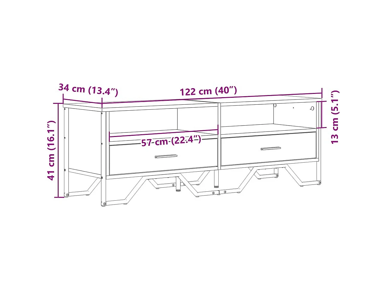 Henri-Jean  Mueble de TV madera de ingeniería negro 122x34x41 cm