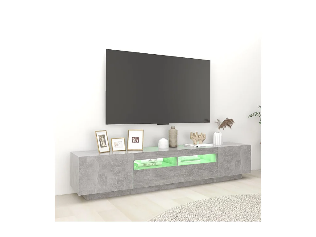 Havva  Tv-meubel met LED-verlichting 200x35x40 cm betongrijs