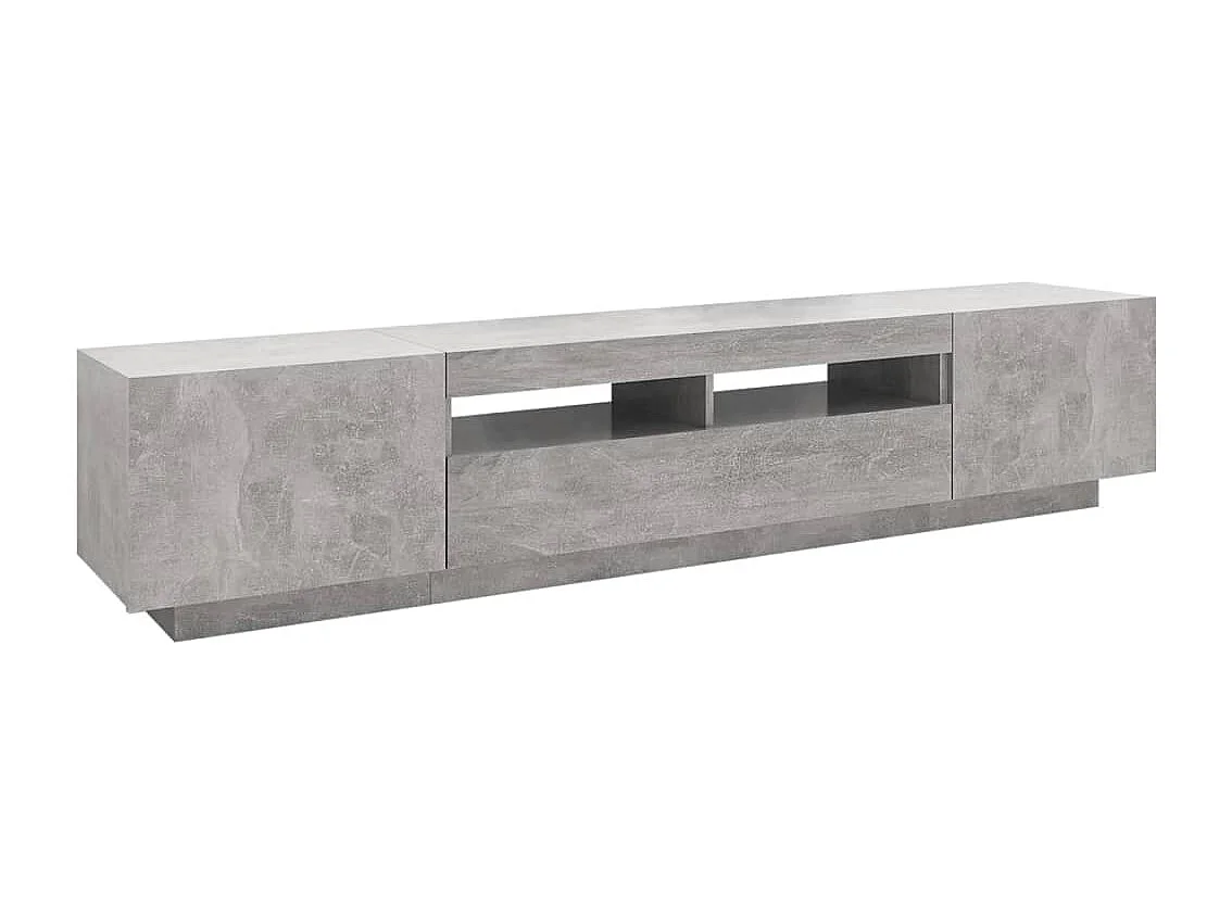 Havva  Meuble TV avec lumières LED Gris béton 200x35x40 cm