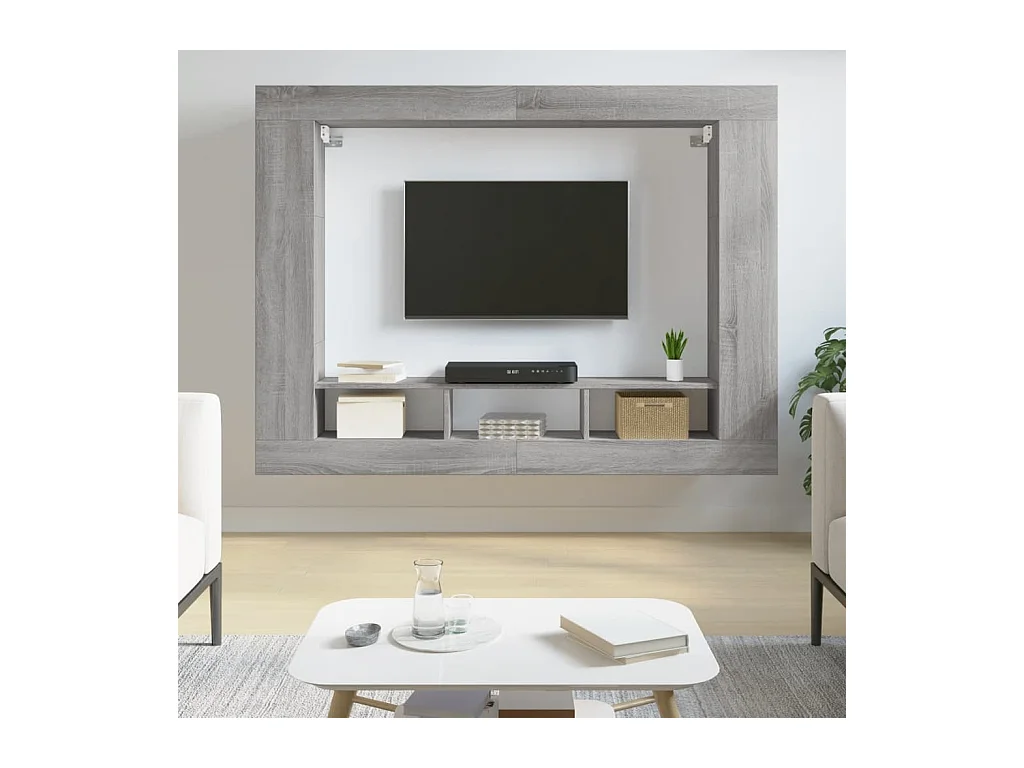 Mykdal  Meuble TV sonoma gris 152x22x113 cm bois d'ingénierie