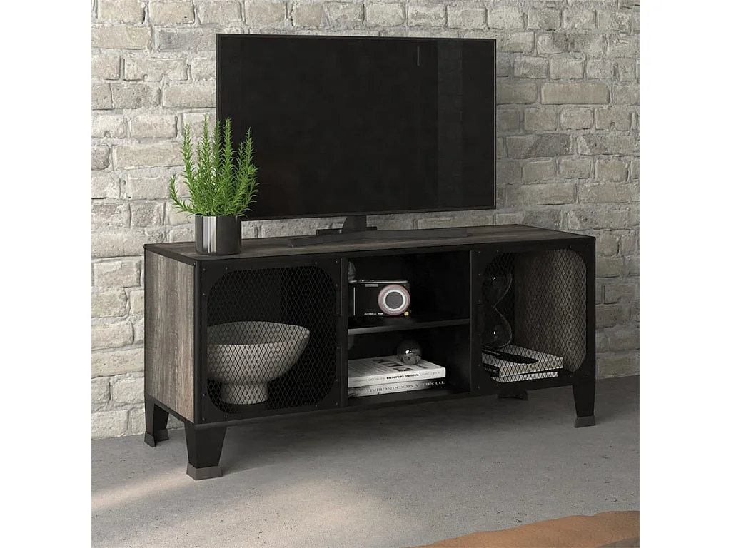 Richan  Tv-meubel 105x36x47 cm metaal en MDF grijs