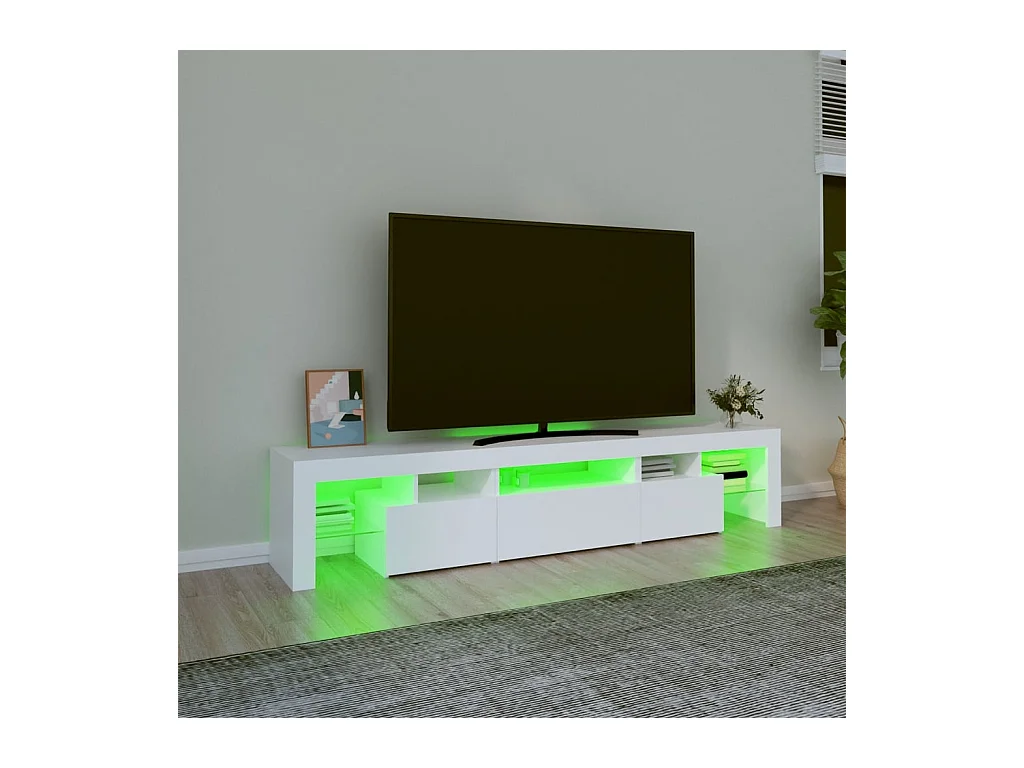Tahlequah  Meuble TV avec lumières LED Blanc 200x36,5x40 cm