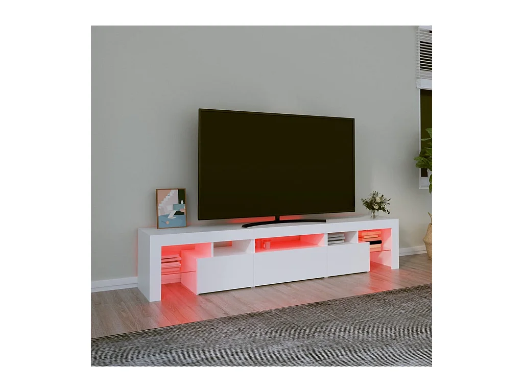 Tahlequah  Meuble TV avec lumières LED Blanc 200x36,5x40 cm