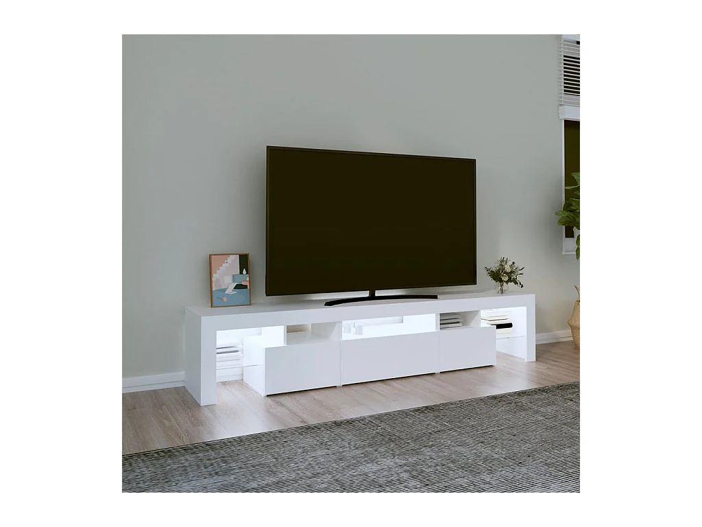 Tahlequah  Meuble TV avec lumières LED Blanc 200x36,5x40 cm