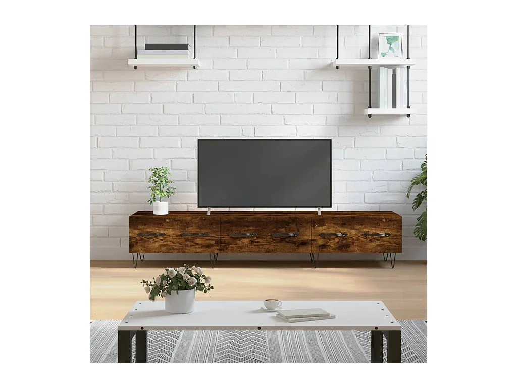 Eilve  Meuble TV chêne fumé 150x36x30 cm bois d'ingénierie