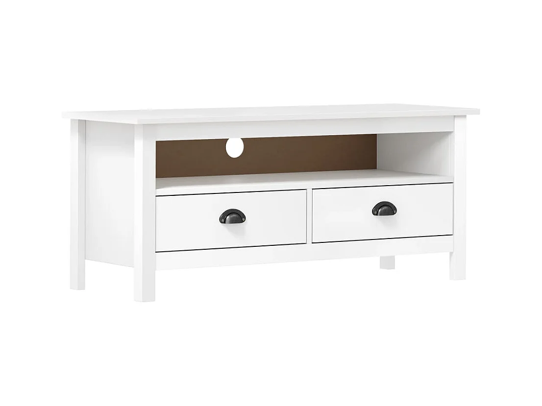 Heidi  Meuble TV ll Range Blanc 110x40x47 cm Bois de pin solide