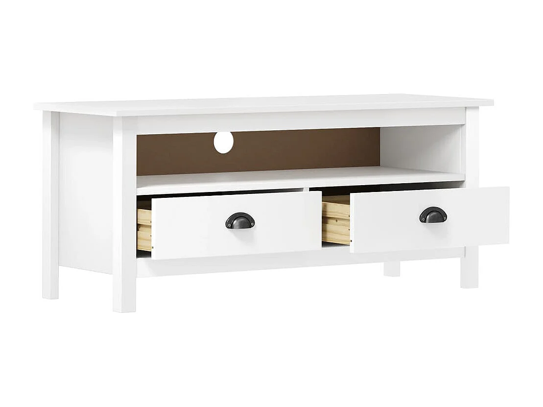 Heidi  Meuble TV ll Range Blanc 110x40x47 cm Bois de pin solide